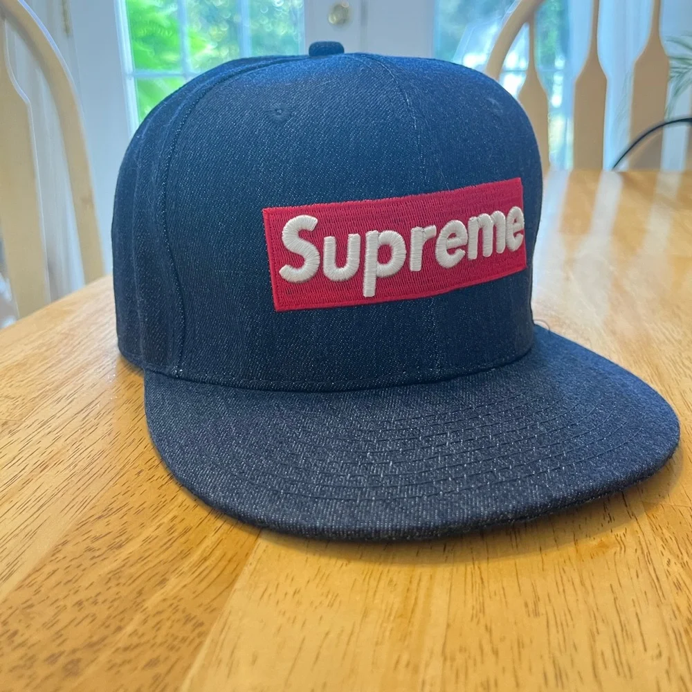 Supreme Dark Blue Hat with Red Logo NWOT - Picture 2 of 11